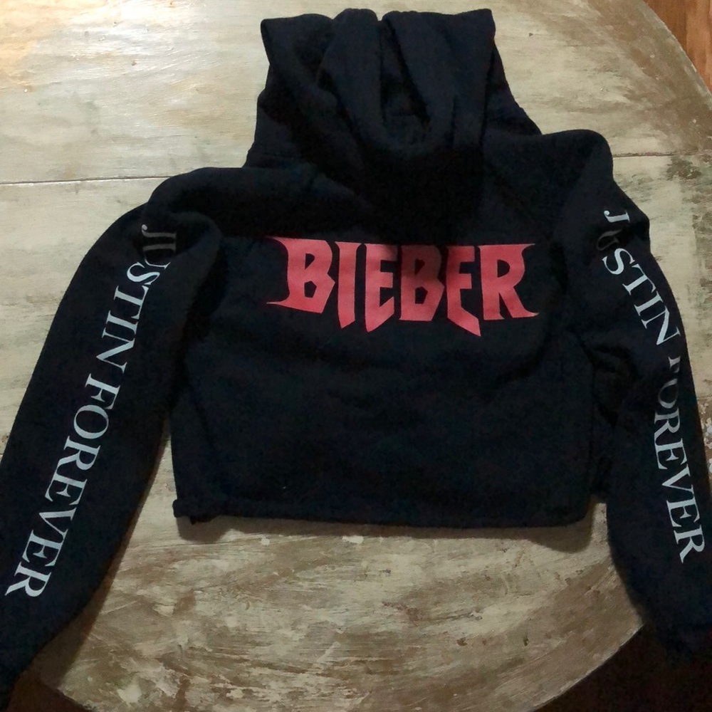 Justin Bieber hooded crop sweatshirt
